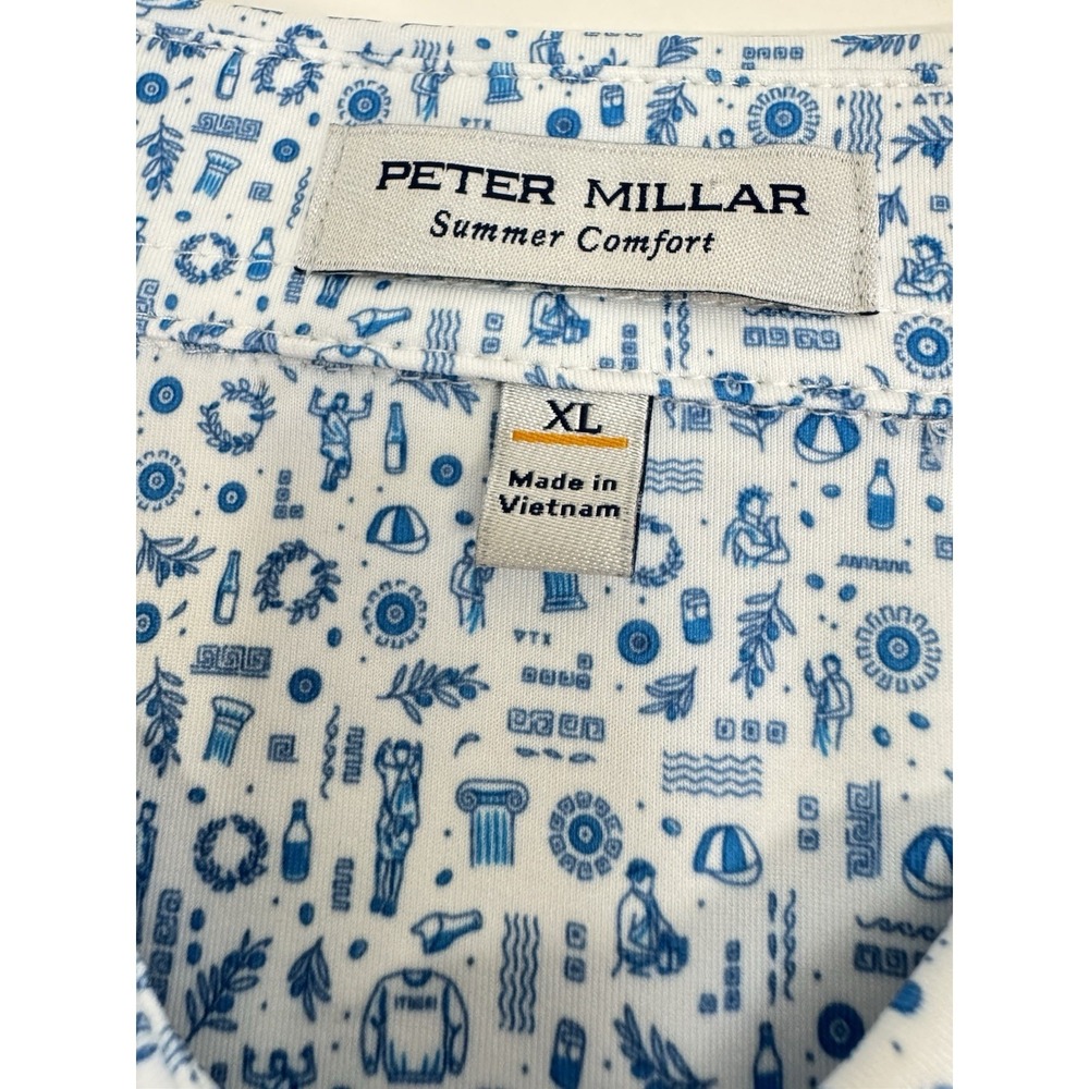 NWT Peter Millar "Toga Party" White Blue Jersey Golf Polo Shirt Men's XL $115 - Picture 4 of 10